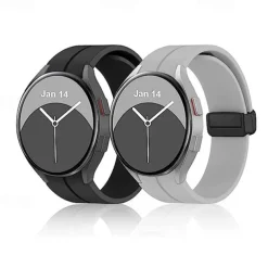 Watch Band for Samsung Galaxy Watch 7/6/5/4 40/44mm, Watch 5 Pro 45mm, Watch 6 Classic 43/47mm, Watch 4 Classic 42/46mm Silicone Replacement Strap Magnetic Clasp Butterfly Buckle Women Men Sport