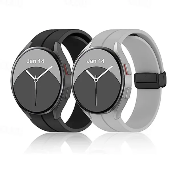Watch Band for Samsung Galaxy Watch 7/6/5/4 40/44mm, Watch 5 Pro 45mm, Watch 6 Classic 43/47mm, Watch 4 Classic 42/46mm Silicone Replacement Strap Magnetic Clasp Butterfly Buckle Women Men Sport