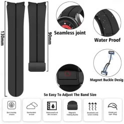 Watch Band for Samsung Galaxy Watch 7/6/5/4 40/44mm, Watch 5 Pro 45mm, Watch 6 Classic 43/47mm, Watch 4 Classic 42/46mm Silicone Replacement Strap Magnetic Clasp Butterfly Buckle Women Men Sport