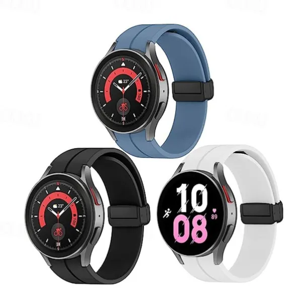 Watch Band for Samsung Galaxy Watch 7/6/5/4 40/44mm, Watch 5 Pro 45mm, Watch 6 Classic 43/47mm, Watch 4 Classic 42/46mm Silicone Replacement Strap Magnetic Clasp Butterfly Buckle Women Men Sport