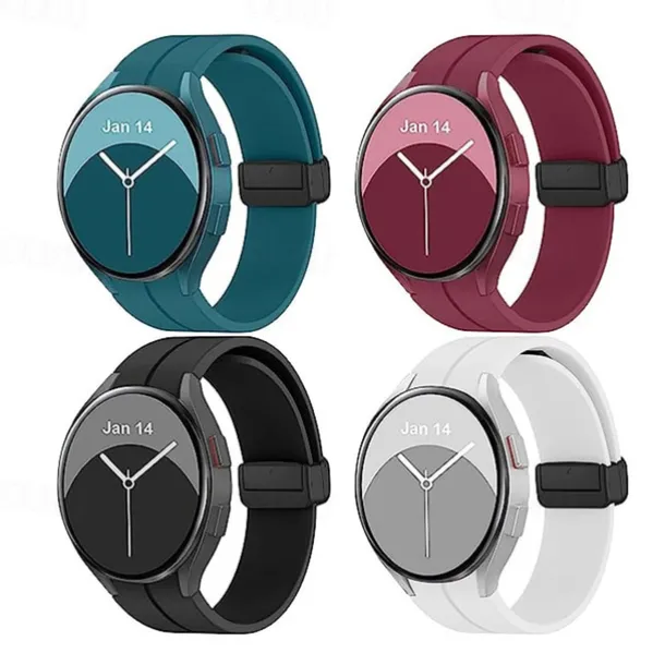Watch Band for Samsung Galaxy Watch 7/6/5/4 40/44mm, Watch 5 Pro 45mm, Watch 6 Classic 43/47mm, Watch 4 Classic 42/46mm Silicone Replacement Strap Magnetic Clasp Butterfly Buckle Women Men Sport