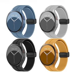 Watch Band for Samsung Galaxy Watch 7/6/5/4 40/44mm, Watch 5 Pro 45mm, Watch 6 Classic 43/47mm, Watch 4 Classic 42/46mm Silicone Replacement Strap Magnetic Clasp Butterfly Buckle Women Men Sport
