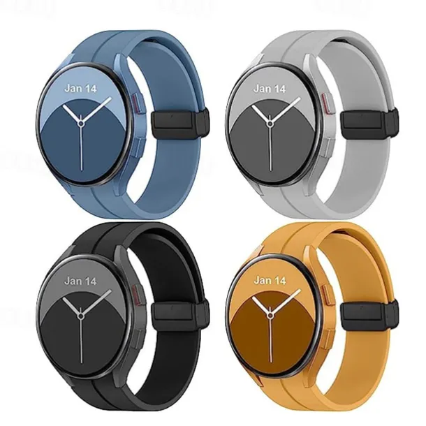 Watch Band for Samsung Galaxy Watch 7/6/5/4 40/44mm, Watch 5 Pro 45mm, Watch 6 Classic 43/47mm, Watch 4 Classic 42/46mm Silicone Replacement Strap Magnetic Clasp Butterfly Buckle Women Men Sport
