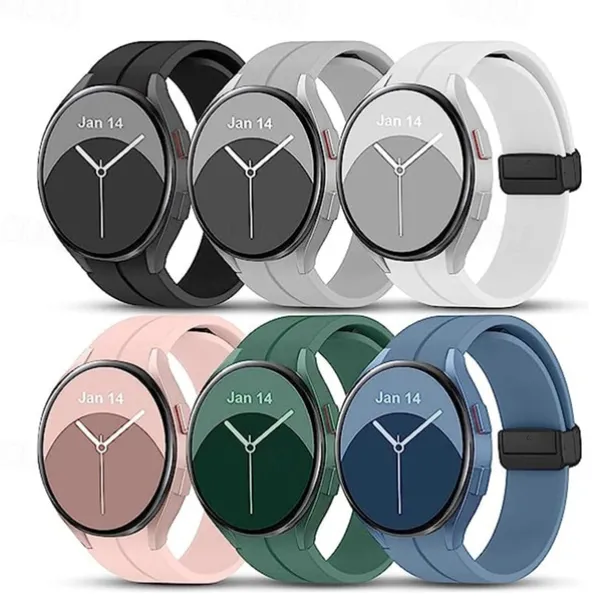 Watch Band for Samsung Galaxy Watch 7/6/5/4 40/44mm, Watch 5 Pro 45mm, Watch 6 Classic 43/47mm, Watch 4 Classic 42/46mm Silicone Replacement Strap Magnetic Clasp Butterfly Buckle Women Men Sport