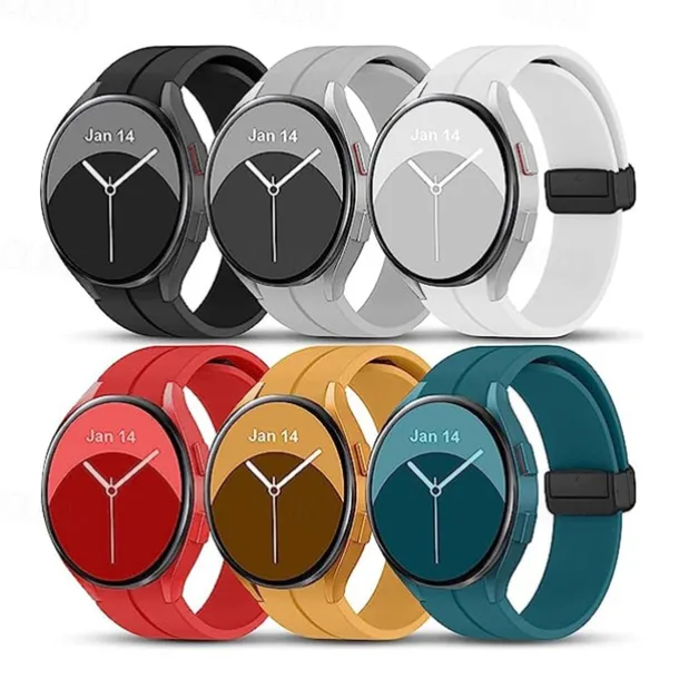 Watch Band for Samsung Galaxy Watch 7/6/5/4 40/44mm, Watch 5 Pro 45mm, Watch 6 Classic 43/47mm, Watch 4 Classic 42/46mm Silicone Replacement Strap Magnetic Clasp Butterfly Buckle Women Men Sport