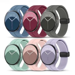 Watch Band for Samsung Galaxy Watch 7/6/5/4 40/44mm, Watch 5 Pro 45mm, Watch 6 Classic 43/47mm, Watch 4 Classic 42/46mm Silicone Replacement Strap Magnetic Clasp Butterfly Buckle Women Men Sport