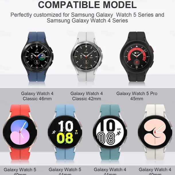Watch Band for Samsung Galaxy Watch 7/6/5/4 40/44mm, Watch 5 Pro 45mm, Watch 6 Classic 43/47mm, Watch 4 Classic 42/46mm Silicone Replacement Strap Magnetic Clasp Butterfly Buckle Women Men Sport