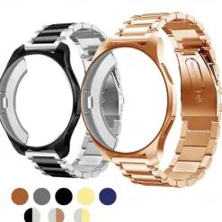 Watch Band for Samsung Galaxy Watch 6 5 4 40/44mm Watch 6 Classic 43/47mm Watch 5 Pro 45mm Watch 4 Classic 42/46mm 3 41mm Stainless Steel Replacement Strap with Case Sport Band Wristband