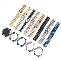 Watch Band for Samsung Galaxy Watch 6 5 4 40/44mm Watch 6 Classic 43/47mm Watch 5 Pro 45mm Watch 4 Classic 42/46mm 3 41mm Stainless Steel Replacement Strap with Case Sport Band Wristband