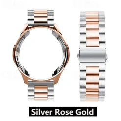 Watch Band for Samsung Galaxy Watch 6 5 4 40/44mm Watch 6 Classic 43/47mm Watch 5 Pro 45mm Watch 4 Classic 42/46mm 3 41mm Stainless Steel Replacement Strap with Case Sport Band Wristband