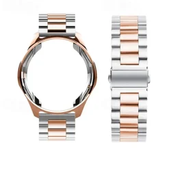 Watch Band for Samsung Galaxy Watch 6 5 4 40/44mm Watch 6 Classic 43/47mm Watch 5 Pro 45mm Watch 4 Classic 42/46mm 3 41mm Stainless Steel Replacement Strap with Case Sport Band Wristband