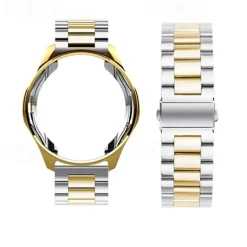 Watch Band for Samsung Galaxy Watch 6 5 4 40/44mm Watch 6 Classic 43/47mm Watch 5 Pro 45mm Watch 4 Classic 42/46mm 3 41mm Stainless Steel Replacement Strap with Case Sport Band Wristband