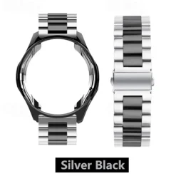 Watch Band for Samsung Galaxy Watch 6 5 4 40/44mm Watch 6 Classic 43/47mm Watch 5 Pro 45mm Watch 4 Classic 42/46mm 3 41mm Stainless Steel Replacement Strap with Case Sport Band Wristband