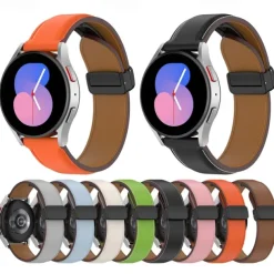 Watch Band for Samsung Galaxy Watch 6 40/44mm Watch 6 Classic 43/47mm PU Leather Replacement Strap Adjustable Solo Loop Wristband