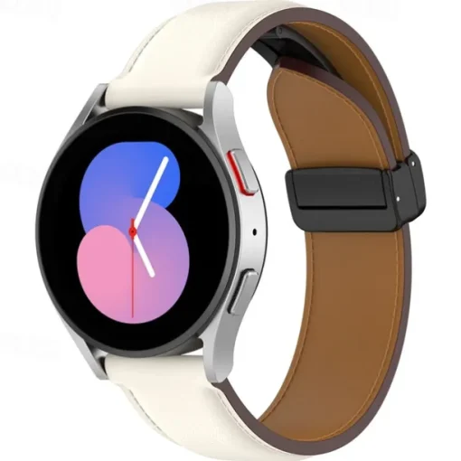 Watch Band for Samsung Galaxy Watch 6 40/44mm Watch 6 Classic 43/47mm PU Leather Replacement Strap Adjustable Solo Loop Wristband