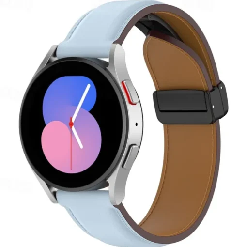 Watch Band for Samsung Galaxy Watch 6 40/44mm Watch 6 Classic 43/47mm PU Leather Replacement Strap Adjustable Solo Loop Wristband