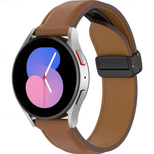 Watch Band for Samsung Galaxy Watch 6 40/44mm Watch 6 Classic 43/47mm PU Leather Replacement Strap Adjustable Solo Loop Wristband