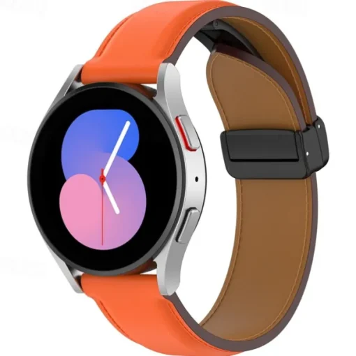 Watch Band for Samsung Galaxy Watch 6 40/44mm Watch 6 Classic 43/47mm PU Leather Replacement Strap Adjustable Solo Loop Wristband