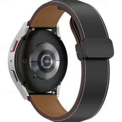 Watch Band for Samsung Galaxy Watch 6 40/44mm Watch 6 Classic 43/47mm PU Leather Replacement Strap Adjustable Solo Loop Wristband
