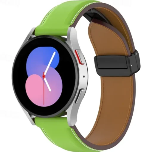 Watch Band for Samsung Galaxy Watch 6 40/44mm Watch 6 Classic 43/47mm PU Leather Replacement Strap Adjustable Solo Loop Wristband