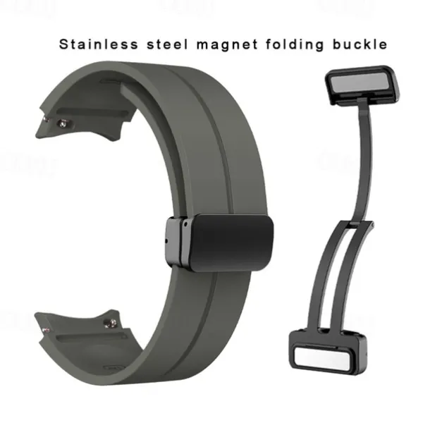 Watch Band for Samsung Galaxy Watch 7/6/5/4 40/44mm, Watch 5 Pro 45mm, Watch 6 Classic 43/47mm, Watch 4 Classic 42/46mm Silicone Replacement Strap Magnetic Clasp Waterproof Adjustable Sport Band