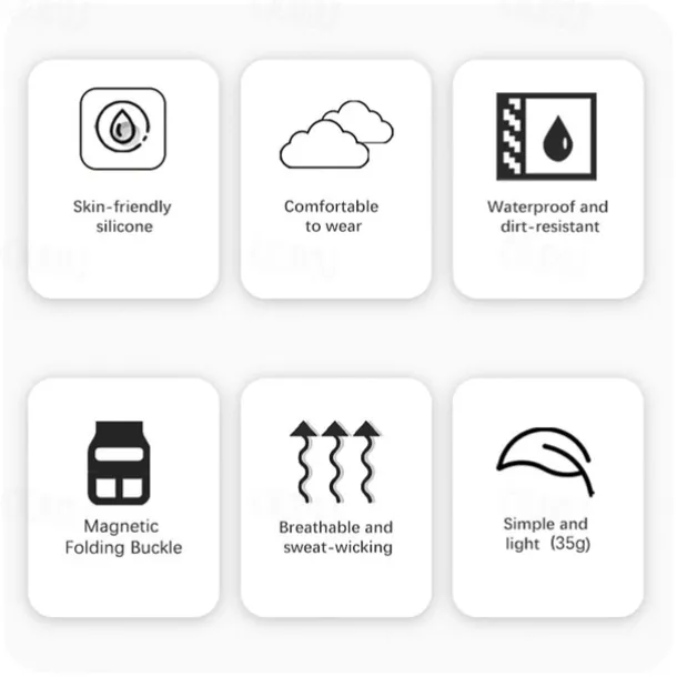 Watch Band for Samsung Galaxy Watch 7/6/5/4 40/44mm, Watch 5 Pro 45mm, Watch 6 Classic 43/47mm, Watch 4 Classic 42/46mm Silicone Replacement Strap Magnetic Clasp Waterproof Adjustable Sport Band