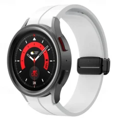 Watch Band for Samsung Galaxy Watch 7/6/5/4 40/44mm, Watch 5 Pro 45mm, Watch 6 Classic 43/47mm, Watch 4 Classic 42/46mm Silicone Replacement Strap Magnetic Clasp Waterproof Adjustable Sport Band