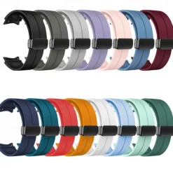 Watch Band for Samsung Galaxy Watch 7/6/5/4 40/44mm, Watch 5 Pro 45mm, Watch 6 Classic 43/47mm, Watch 4 Classic 42/46mm Silicone Replacement Strap Magnetic Clasp Waterproof Adjustable Sport Band