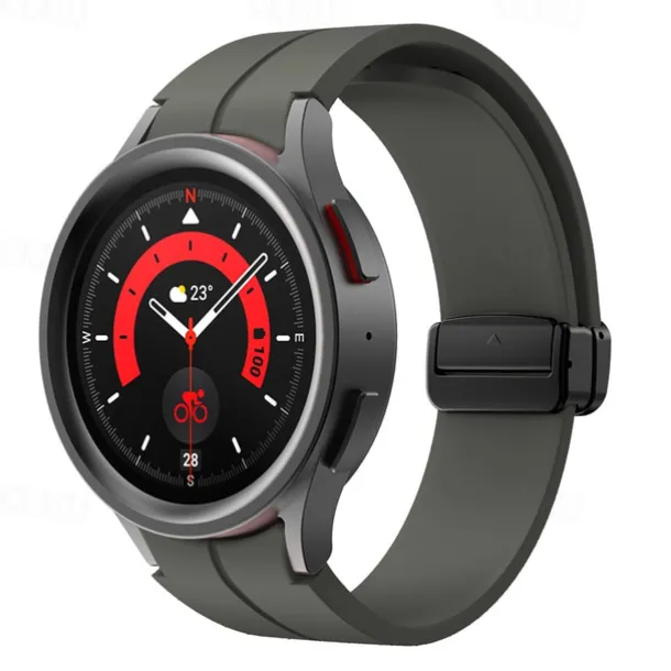 Watch Band for Samsung Galaxy Watch 7/6/5/4 40/44mm, Watch 5 Pro 45mm, Watch 6 Classic 43/47mm, Watch 4 Classic 42/46mm Silicone Replacement Strap Magnetic Clasp Waterproof Adjustable Sport Band