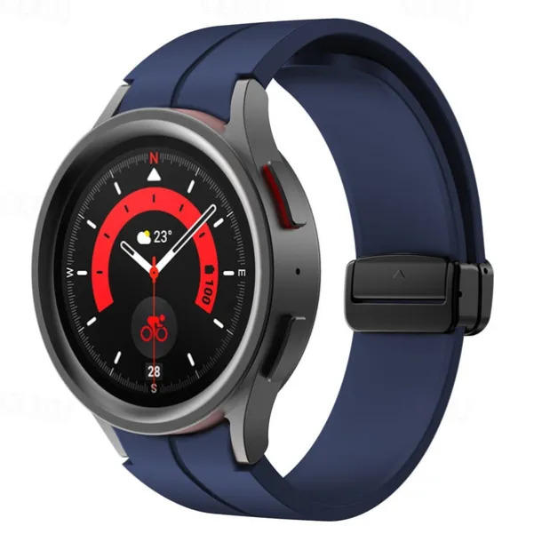 Watch Band for Samsung Galaxy Watch 7/6/5/4 40/44mm, Watch 5 Pro 45mm, Watch 6 Classic 43/47mm, Watch 4 Classic 42/46mm Silicone Replacement Strap Magnetic Clasp Waterproof Adjustable Sport Band