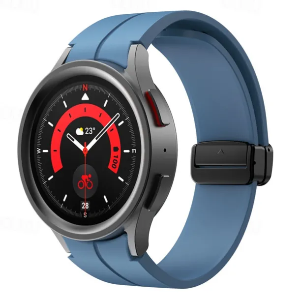 Watch Band for Samsung Galaxy Watch 7/6/5/4 40/44mm, Watch 5 Pro 45mm, Watch 6 Classic 43/47mm, Watch 4 Classic 42/46mm Silicone Replacement Strap Magnetic Clasp Waterproof Adjustable Sport Band