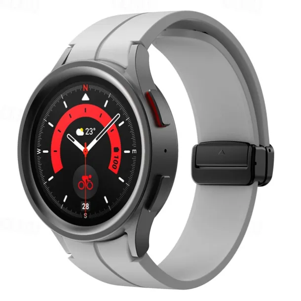 Watch Band for Samsung Galaxy Watch 7/6/5/4 40/44mm, Watch 5 Pro 45mm, Watch 6 Classic 43/47mm, Watch 4 Classic 42/46mm Silicone Replacement Strap Magnetic Clasp Waterproof Adjustable Sport Band