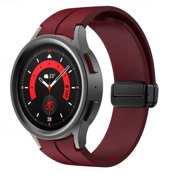 Watch Band for Samsung Galaxy Watch 7/6/5/4 40/44mm, Watch 5 Pro 45mm, Watch 6 Classic 43/47mm, Watch 4 Classic 42/46mm Silicone Replacement Strap Magnetic Clasp Waterproof Adjustable Sport Band