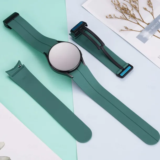 Watch Band for Samsung Galaxy Watch 7/6/5/4 40/44mm, Watch 5 Pro 45mm, Watch 6 Classic 43/47mm, Watch 4 Classic 42/46mm Silicone Replacement Strap Magnetic Clasp Waterproof Adjustable Sport Band