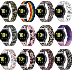 Watch Band for Samsung Galaxy Watch Active 2 40/44mm Watch Active 40mm Nylon Replacement Strap Stretchy Adjustable Solo Loop Wristband