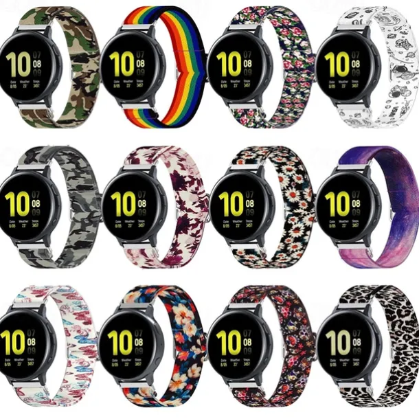 Watch Band for Samsung Galaxy Watch Active 2 40/44mm Watch Active 40mm Nylon Replacement Strap Stretchy Adjustable Solo Loop Wristband