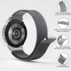 Watch Band for Samsung Watch 7/6/5/4 40/44mm, Galaxy Watch 5 Pro 45mm, Galaxy Watch 4/6 Classic 42/46/43/47mm, Watch 3, Active 2, Gear S2 Stainless Steel Replacement Strap 20mm Milanese Loop