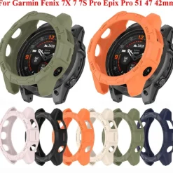 Watch Case Compatible with Garmin Fenix 7 Pro / Fenix 7S Pro / Fenix 7X Pro / Epix Pro 51mm / Epix Pro 42mm Rugged Dust Proof Bumper Full Cover TPU Watch Cover