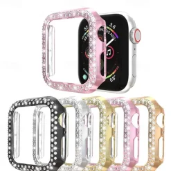Watch Case Compatible with Apple Watch Series 8 7 41mm 45mm / Series 6 5 4 SE 40mm 44mm / Series 3 2 1 38mm 42mm Scratch Resistant Bling Diamond Dust Proof PC Watch Cover