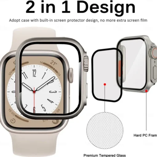 Watch Case with Screen Protector Compatible with Apple Watch Series 8 7 41mm 45mm / Series 6 5 4 SE 40mm 44mm Scratch Resistant Dust Proof Bumper Full Cover Hard PC Watch Cover