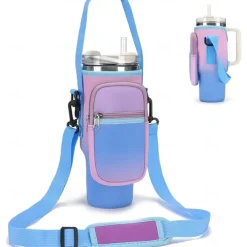 Water Bottle Carrier Bag for Stanley 40oz Tumbler with Phone Pocket Neoprene Water Bottle Holder with Shoulder & Handheld Strap Stanley Cup Accessories