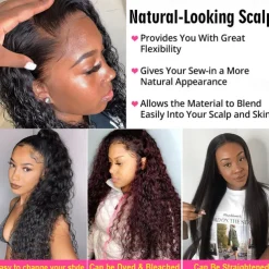 Water Wave Ear To Ear 13x4 HD Lace Frontal Closure 100% Unprocessed Brazilian Virgin Human Hair Lace Frontal Closure 150% Density Brazilian Remy Wet and Wavy Frontal Closures Natural Color