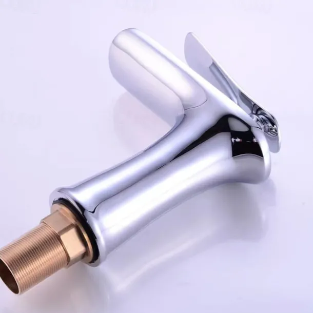 Waterfall Bathroom Sink Mixer Faucet 4.7" Spout, Mono Wash Basin Single Handle Basin Taps Washroom with Hot and Cold Hose, Monobloc Vessel Water Brass Tap Deck Mounted