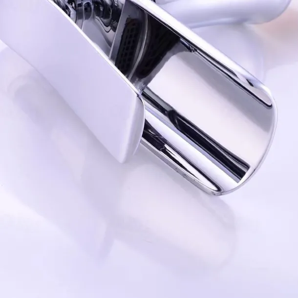 Waterfall Bathroom Sink Mixer Faucet 4.7" Spout, Mono Wash Basin Single Handle Basin Taps Washroom with Hot and Cold Hose, Monobloc Vessel Water Brass Tap Deck Mounted