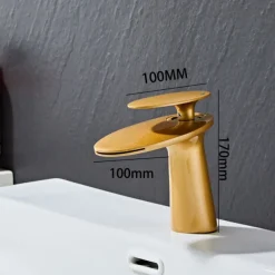 Waterfall Bathroom Sink Mixer Faucet, Monobloc Washroom Basin Taps Single Handle One Hole Deck Mounted with Hot and Cold Water Hose