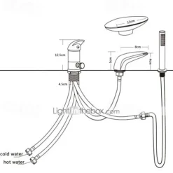 Waterfall Bathtub Faucet Deck Mounted, Widespread Bathroom Faucet Bath Roman Tub Filler Mixer Tap Brass, 3 Hole Sprayer with Cold Hot Water Hose