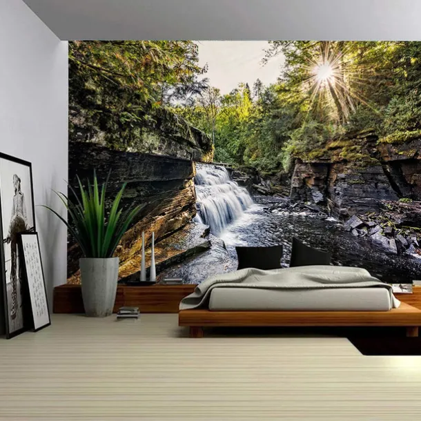 Waterfall Landscape Hanging Tapestry Wall Art Large Tapestry Mural Decor Photograph Backdrop Blanket Curtain Home Bedroom Living Room Decoration