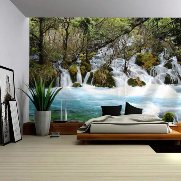Waterfall Landscape Hanging Tapestry Wall Art Large Tapestry Mural Decor Photograph Backdrop Blanket Curtain Home Bedroom Living Room Decoration