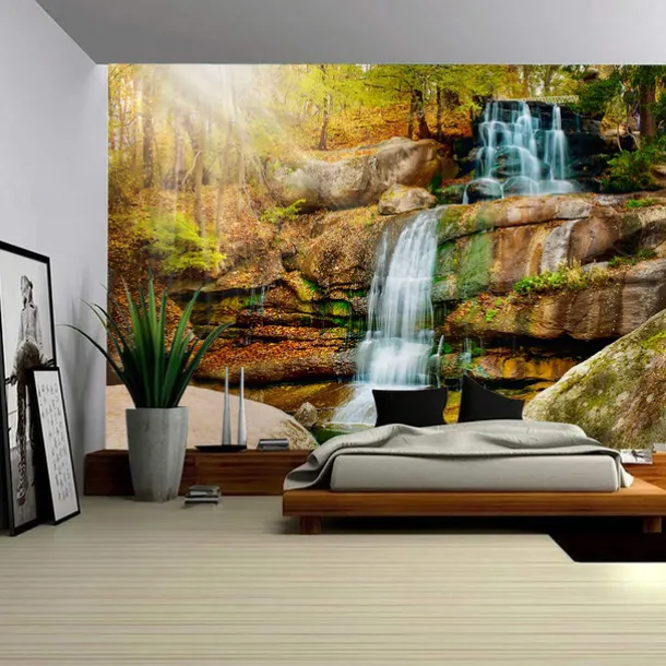 Waterfall Landscape Hanging Tapestry Wall Art Large Tapestry Mural Decor Photograph Backdrop Blanket Curtain Home Bedroom Living Room Decoration