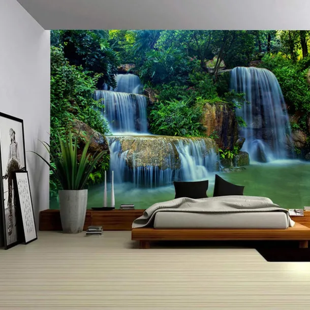 Waterfall Landscape Hanging Tapestry Wall Art Large Tapestry Mural Decor Photograph Backdrop Blanket Curtain Home Bedroom Living Room Decoration